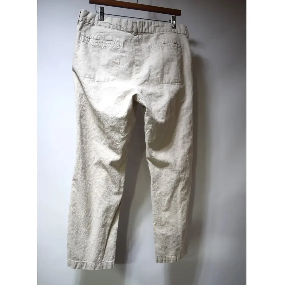 Banana Republic Slim Linen Blend Chino Pants Men's 34x30 Light Oatmeal